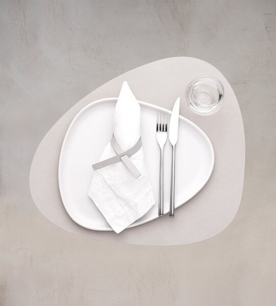 Sets de table et chemins de table, Set de table Curve, 37 x 44 cm, cuir Nupo oyster, Blanc