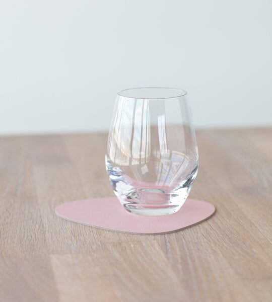 Coasters, Curve glass mat, rose Nupo leather, Pink
