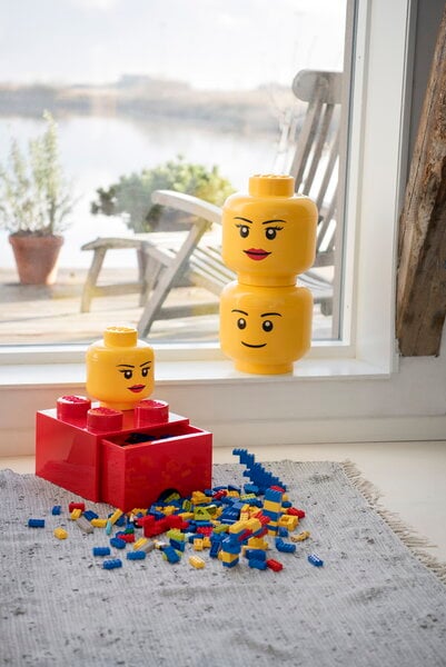 Storage containers, Lego Storage Head container, L, Girl, Yellow