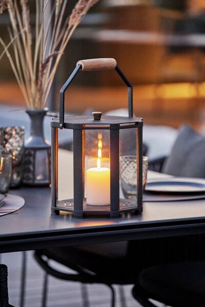 Lanterns & fire pits, Lightlux lantern with teak handle, XS, lava grey, Gray