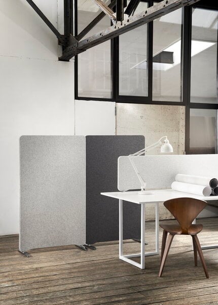 Office desks & dividers, Edge floor screen with castors, grey - white, Gray