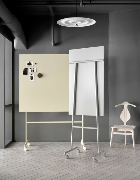 Noticeboards & whiteboards, Mono Silk Mobile glassboard, 70,7 x 196 cm, light grey, Gray