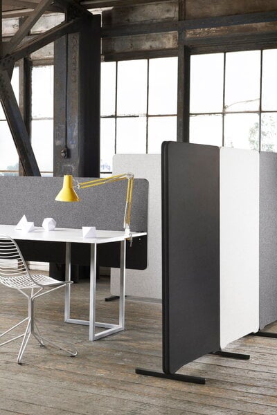 Office desks & dividers, Edge table screen, front mounted, grey - white, Gray