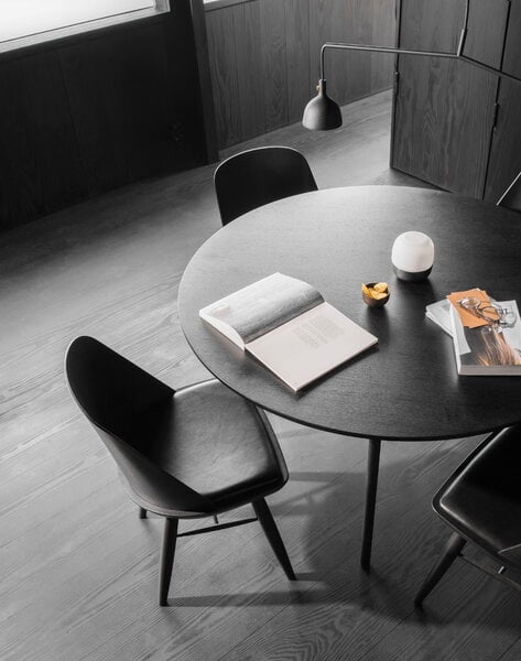 Tables de salle à manger, Table Snaregade, ronde, 120 cm, chêne noir, Noir