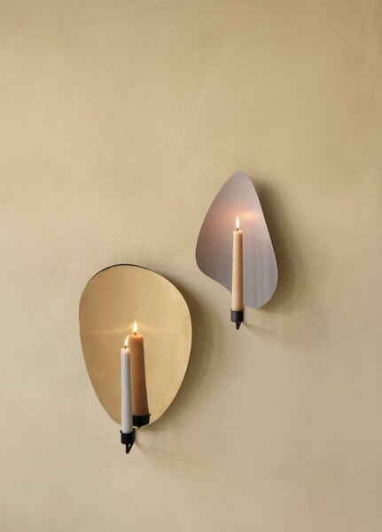 Candleholders, Flambeau wall candleholder, 34 cm, bronzed brass - grey, Gray