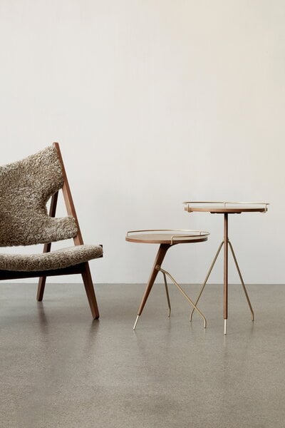 Side & end tables, Umanoff side table, 45 cm, walnut - brushed brass, Brown