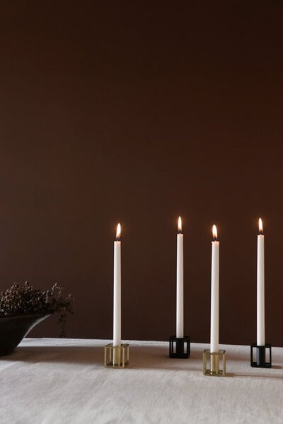 Candleholders, Kubus Micro candleholder, 2 pcs, gold-plated, Gold