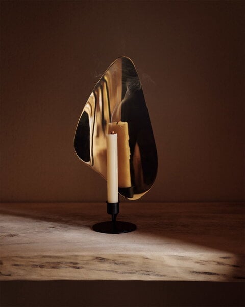 Candleholders, Flambeau candleholder, 34 cm, black - brass, Black