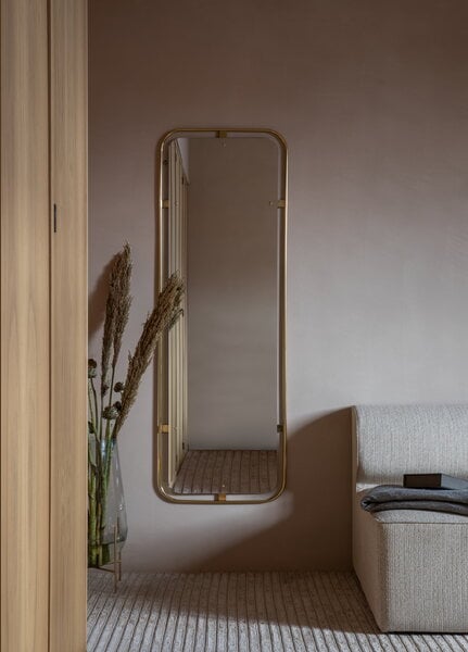 Wall mirrors, Nimbus mirror, rectangular, polished brass, Gold