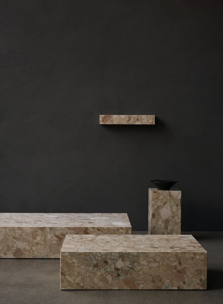 Coffee tables, Plinth table, cube, Kunis Breccia marble, Beige