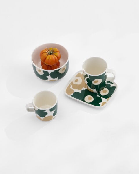 Marimekko Oiva - Unikko mug, 2,5 dl, white - dark green - beige