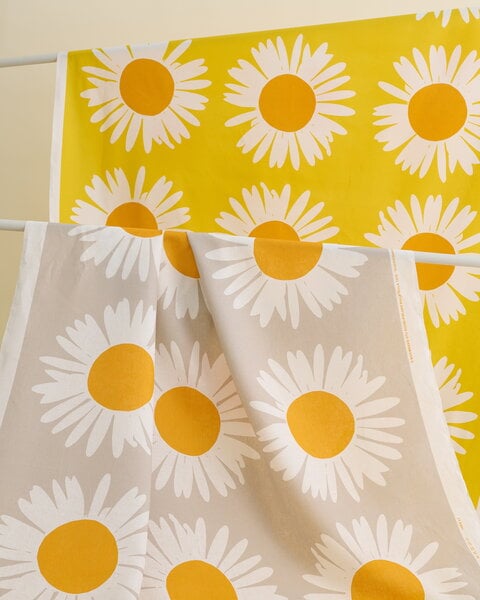 Marimekko fabrics, Auringonkukka fabric, yellow - white, White