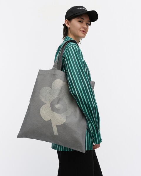 Marimekko Knitted Bag Large Unikko bag, dark green - blue