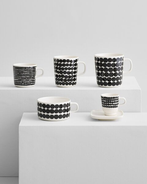 Cups & mugs, Oiva - Siirtolapuutarha espresso cup and plate, Black & white