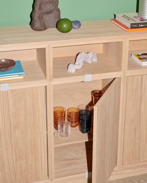 Shelving units, Stacked shelf for shelf module with door, oak, Natural