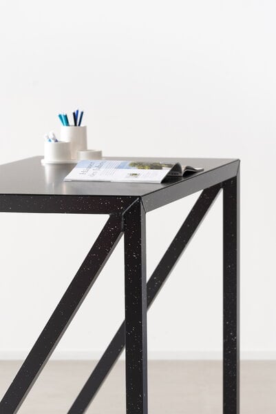 Tables de bureau, Table haute Bureaurama, 102,5 cm, noir - blanc moucheté, Noir