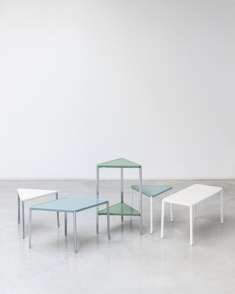 Sohvapöydät, Tambour sohvapöytä, 73 cm, valkoinen - vaaleansininen, Valkoinen