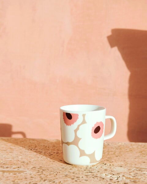 Cups & mugs, Oiva - Unikko mug, 2,5 dl, white - clay - powder - red, White