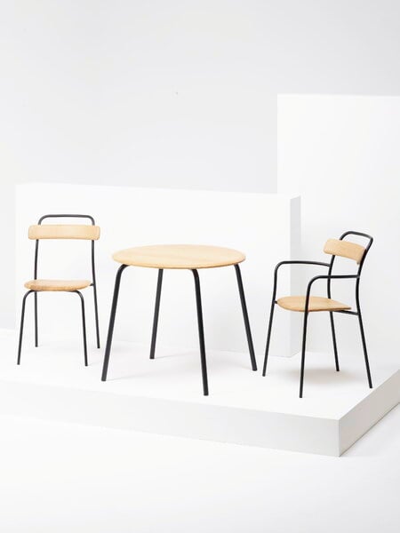 Dining chairs, MC16 Forcina chair, black steel - ash, Natural