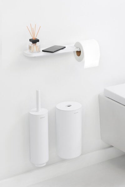 Toilet paper holders, MindSet toilet roll holder with shelf, mineral fresh white, White