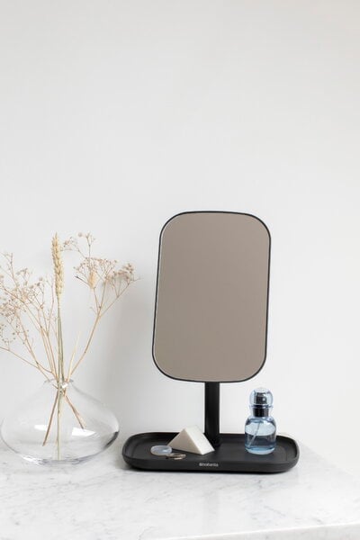 Standing bathroom mirrors, ReNew mirror with storage tray, dark grey, Gray