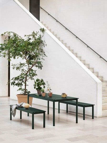 Terassipöydät, Linear Steel pöytä 140 x 75 cm, tummanvihreä, Vihreä
