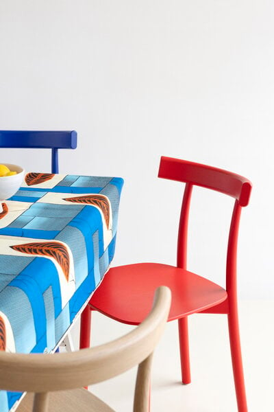 Dining chairs, Skinny side chair, red stained ash, Red