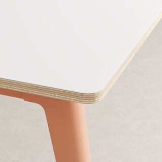 Ruokapöydät, New Modern pöytä 190 x 95 cm, valk. laminaatti - vaaleanpunainen, Valkoinen