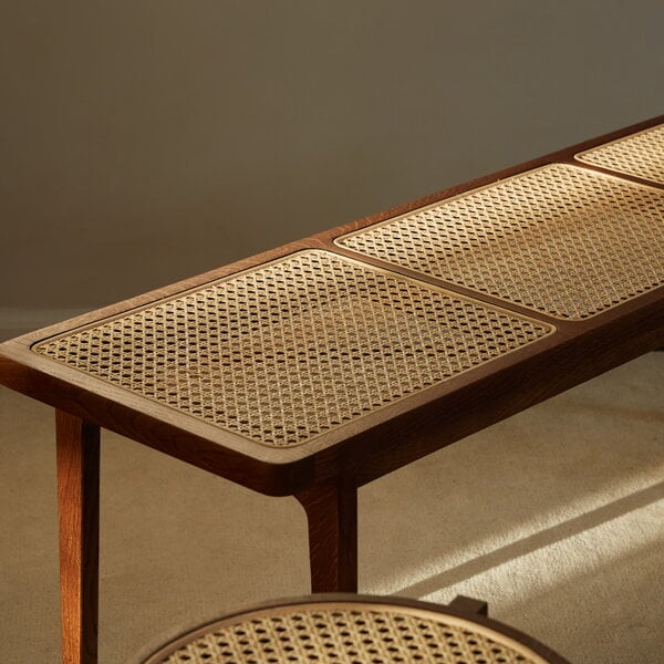 Benches, Le Roi bench, dark smoked ash - rattan, Brown