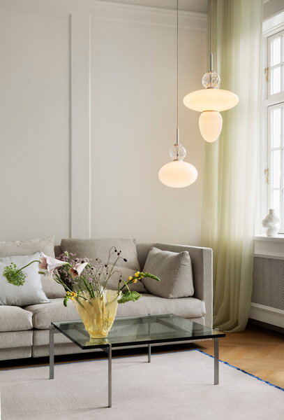 Pendant lamps, Rizzatto 43 pendant, satin silver - opal white, White