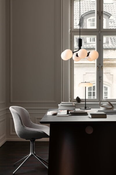 Pendant lamps, Apiales 6 pendant, satin black - opal white, Black