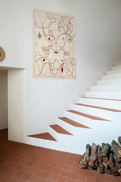 Wandbehang, Silhouette Wandteppich, 120 x 150 cm, Beige