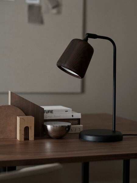 Desk lamps, Material table lamp, smoked oak, Brown