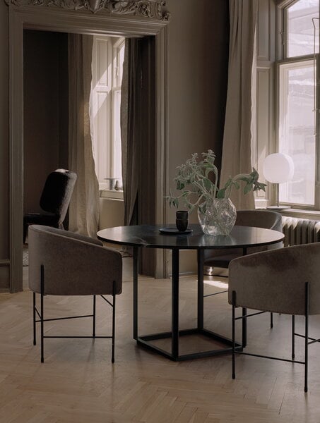 Ruokapöydät, Florence ruokapöytä 120 cm, musta - harmaa marmori, Musta