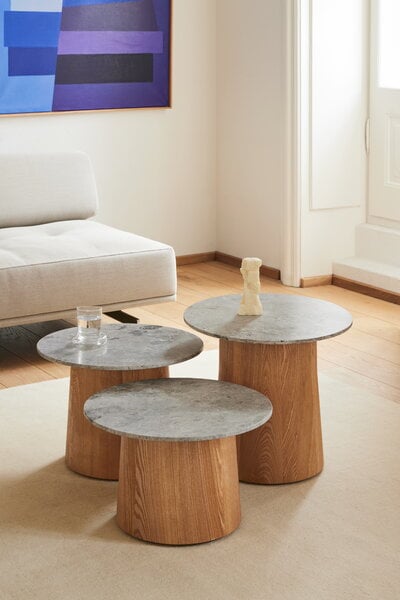 Tavoli da salotto, Tavolino da salotto Niveau, 45 cm, frassino oliato-grigio tundra, Grigio