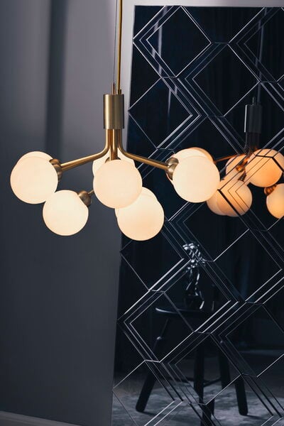 Pendant lamps, Apiales 9 pendant, brushed brass - opal white, Gold