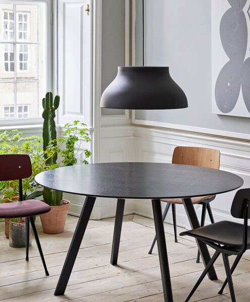 Tavoli da pranzo, Tavolo CPH25 2.0, 140 cm, laminato nero - linoleum nero, Nero