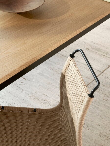 Matstolar, PK1 stol, svart stål - naturligt papperssnöre, Svart