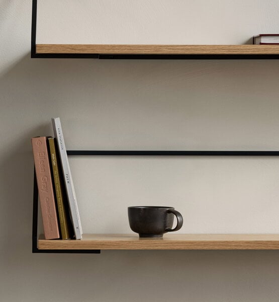 Wall shelves, Rail shelf, oak - black, Black