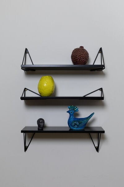 Wall shelves, Pythagoras XS shelf with brackets, black, Black