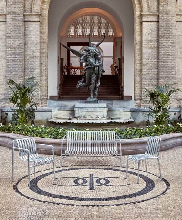 Chaises de jardin, Chaise à accoudoirs Palissade, galvanisé à chaud, Argent