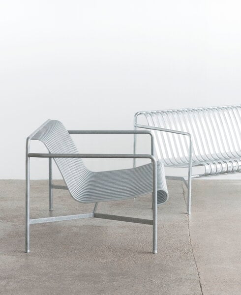 Outdoor lounge chairs, Palissade lounge chair, low, hot galvanised, Silver