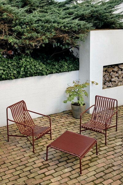Fauteuils lounge de jardin, Chaise longue Palissade, modèle haut, oxyde de fer rouge, Rouge