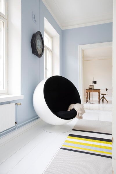 Poltrone, Sedia Ball Chair, bianco - nero, Bianco