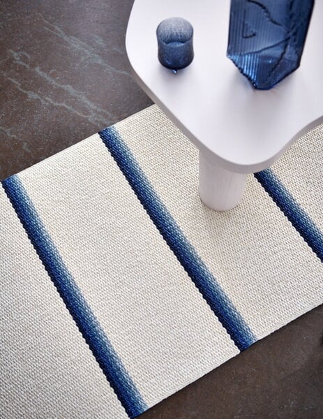 Tapis en plastique, Tapis Olle 70 x 180 cm, bleu - vanille, Blanc