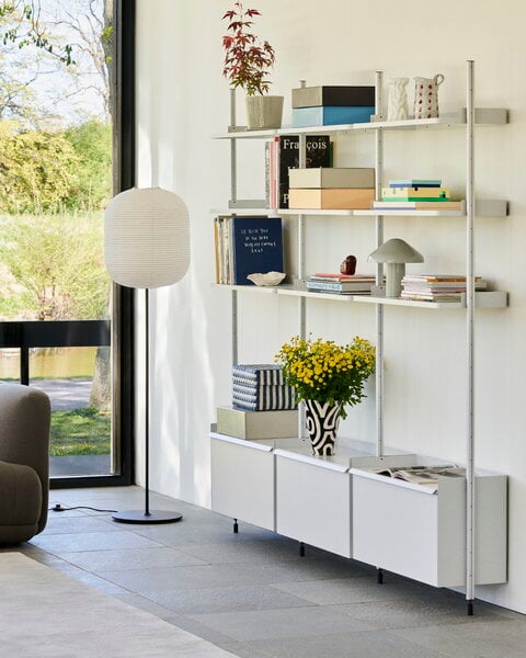 Shelving units, Pier System 133 shelf, 3 columns, PS white - aluminium, White