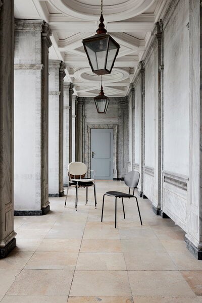 Dining chairs, Piet Hein chair, chrome - cognac aniline leather, Brown