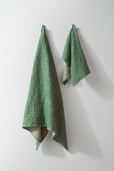 Bath towels, Puro Ruutu towel, 100 x 150 cm, green - sand, Beige