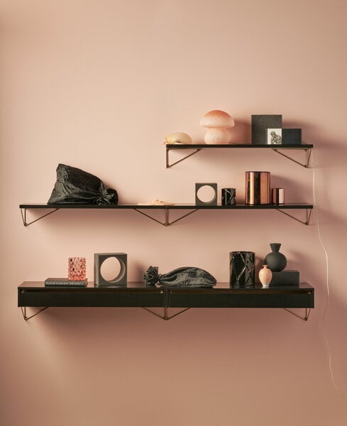 Wall shelves, Pythagoras shelf, 60 x 20 cm, black, Black