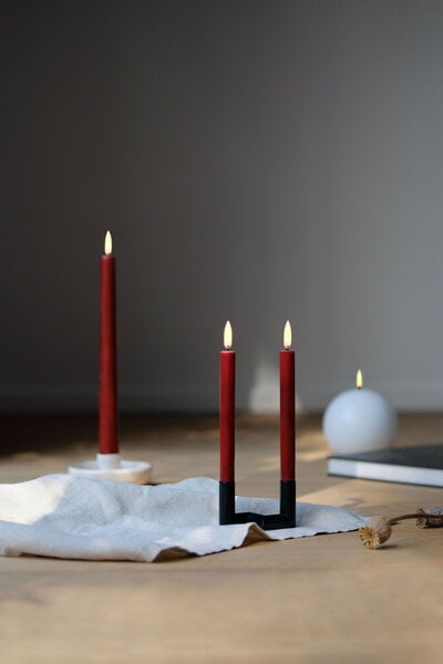 Candles, LED taper candle, 25 cm, 2 pcs, red, Red